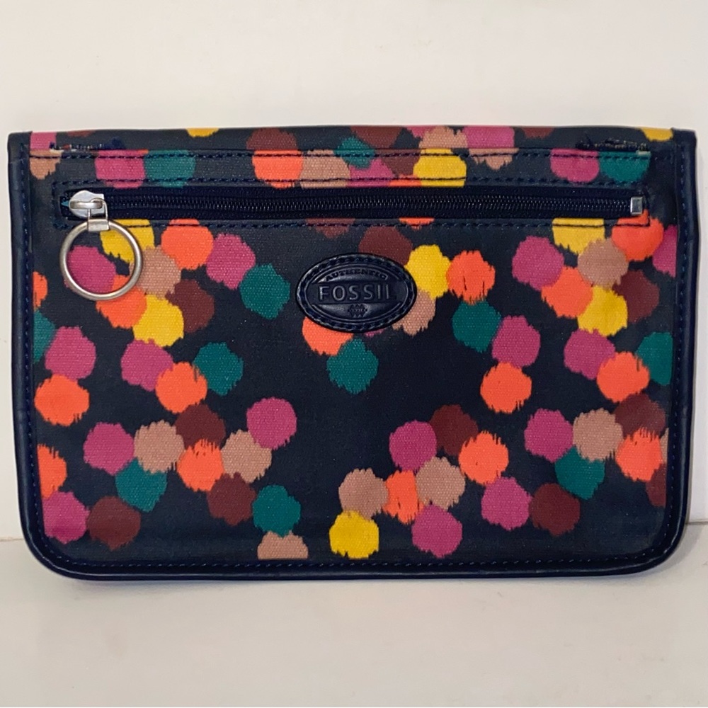 Fossil Keyper Navy Blue With Abstract Floral Desi… - image 1